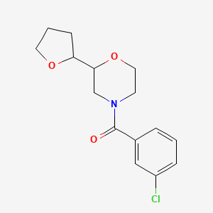 molecular formula C15H18ClNO3 B7617182 (3-Chlorophenyl)-[2-(oxolan-2-yl)morpholin-4-yl]methanone 