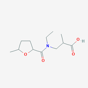 molecular formula C12H21NO4 B7617189 3-[Ethyl-(5-methyloxolane-2-carbonyl)amino]-2-methylpropanoic acid 