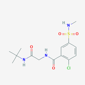 molecular formula C14H20ClN3O4S B7617239 N-[2-(tert-butylamino)-2-oxoethyl]-2-chloro-5-(methylsulfamoyl)benzamide 