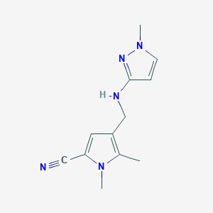 molecular formula C12H15N5 B7617285 1,5-Dimethyl-4-[[(1-methylpyrazol-3-yl)amino]methyl]pyrrole-2-carbonitrile 