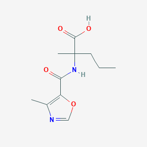 molecular formula C11H16N2O4 B7617341 2-Methyl-2-[(4-methyl-1,3-oxazole-5-carbonyl)amino]pentanoic acid 