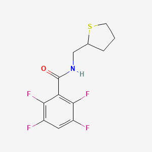 molecular formula C12H11F4NOS B7617380 2,3,5,6-tetrafluoro-N-(thiolan-2-ylmethyl)benzamide 