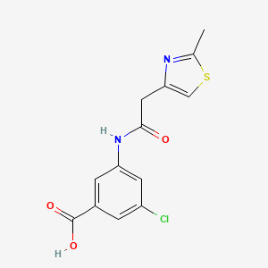 molecular formula C13H11ClN2O3S B7617450 3-Chloro-5-[[2-(2-methyl-1,3-thiazol-4-yl)acetyl]amino]benzoic acid 