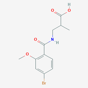 molecular formula C12H14BrNO4 B7617455 3-[(4-Bromo-2-methoxybenzoyl)amino]-2-methylpropanoic acid 