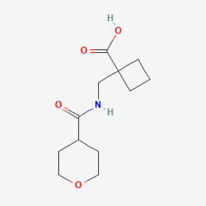 molecular formula C12H19NO4 B7617459 1-[(Oxane-4-carbonylamino)methyl]cyclobutane-1-carboxylic acid 