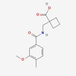 molecular formula C15H19NO4 B7617469 1-[[(3-Methoxy-4-methylbenzoyl)amino]methyl]cyclobutane-1-carboxylic acid 