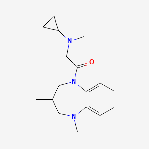 molecular formula C17H25N3O B7617475 2-[cyclopropyl(methyl)amino]-1-(1,3-dimethyl-3,4-dihydro-2H-1,5-benzodiazepin-5-yl)ethanone 