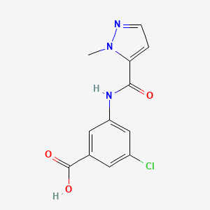 molecular formula C12H10ClN3O3 B7617485 3-Chloro-5-[(2-methylpyrazole-3-carbonyl)amino]benzoic acid 