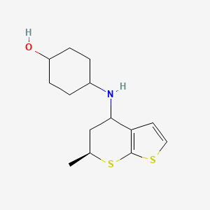 molecular formula C14H21NOS2 B7617611 4-[[(6S)-6-methyl-5,6-dihydro-4H-thieno[2,3-b]thiopyran-4-yl]amino]cyclohexan-1-ol 