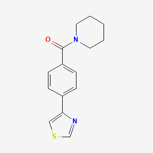 molecular formula C15H16N2OS B7617626 Piperidin-1-yl-[4-(1,3-thiazol-4-yl)phenyl]methanone 