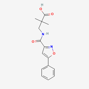 molecular formula C15H16N2O4 B7617639 2,2-Dimethyl-3-[(5-phenyl-1,2-oxazole-3-carbonyl)amino]propanoic acid 