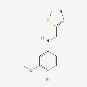 molecular formula C11H11BrN2OS B7617842 4-bromo-3-methoxy-N-(1,3-thiazol-5-ylmethyl)aniline 