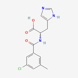 molecular formula C14H14ClN3O3 B7617867 (2S)-2-[(3-chloro-5-methylbenzoyl)amino]-3-(1H-imidazol-5-yl)propanoic acid 