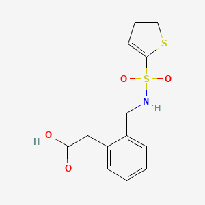 molecular formula C13H13NO4S2 B7617912 2-[2-[(Thiophen-2-ylsulfonylamino)methyl]phenyl]acetic acid 