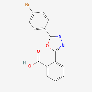 molecular formula C15H9BrN2O3 B7617919 2-[5-(4-Bromophenyl)-1,3,4-oxadiazol-2-yl]benzoic acid 