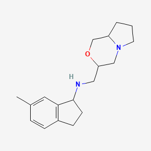 molecular formula C18H26N2O B7617946 N-(3,4,6,7,8,8a-hexahydro-1H-pyrrolo[2,1-c][1,4]oxazin-3-ylmethyl)-6-methyl-2,3-dihydro-1H-inden-1-amine 