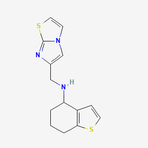 molecular formula C14H15N3S2 B7617951 N-(imidazo[2,1-b][1,3]thiazol-6-ylmethyl)-4,5,6,7-tetrahydro-1-benzothiophen-4-amine 