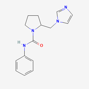 molecular formula C15H18N4O B7618011 2-(imidazol-1-ylmethyl)-N-phenylpyrrolidine-1-carboxamide 