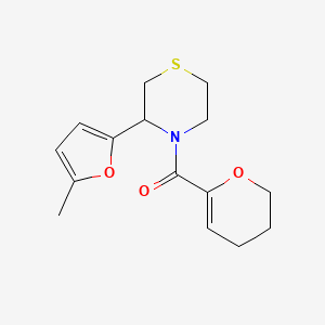 molecular formula C15H19NO3S B7618018 3,4-dihydro-2H-pyran-6-yl-[3-(5-methylfuran-2-yl)thiomorpholin-4-yl]methanone 