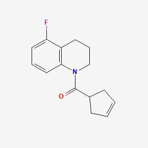 molecular formula C15H16FNO B7618022 cyclopent-3-en-1-yl-(5-fluoro-3,4-dihydro-2H-quinolin-1-yl)methanone 