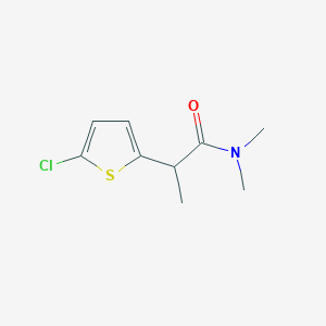 molecular formula C9H12ClNOS B7618057 2-(5-chlorothiophen-2-yl)-N,N-dimethylpropanamide 