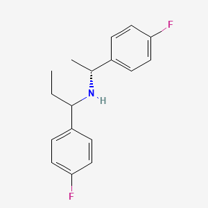 molecular formula C17H19F2N B7618192 1-(4-fluorophenyl)-N-[(1R)-1-(4-fluorophenyl)ethyl]propan-1-amine 