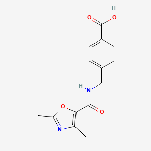 molecular formula C14H14N2O4 B7618201 4-[[(2,4-Dimethyl-1,3-oxazole-5-carbonyl)amino]methyl]benzoic acid 