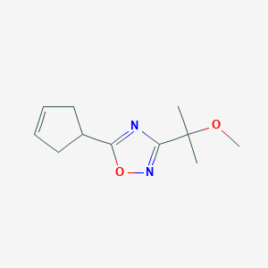 molecular formula C11H16N2O2 B7618226 5-Cyclopent-3-en-1-yl-3-(2-methoxypropan-2-yl)-1,2,4-oxadiazole 