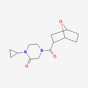 molecular formula C14H20N2O3 B7618279 1-Cyclopropyl-4-(7-oxabicyclo[2.2.1]heptane-2-carbonyl)piperazin-2-one 