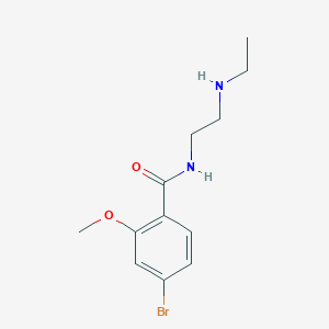 molecular formula C12H17BrN2O2 B7618290 4-bromo-N-[2-(ethylamino)ethyl]-2-methoxybenzamide 