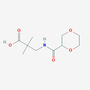 molecular formula C10H17NO5 B7618333 3-(1,4-Dioxane-2-carbonylamino)-2,2-dimethylpropanoic acid 