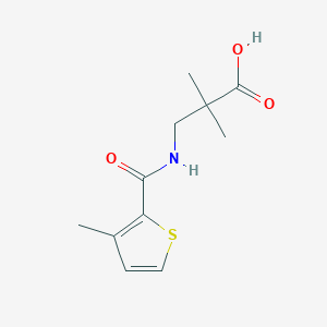 molecular formula C11H15NO3S B7618339 2,2-Dimethyl-3-[(3-methylthiophene-2-carbonyl)amino]propanoic acid 