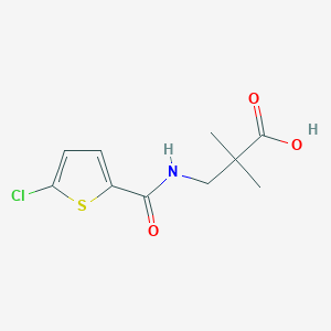 molecular formula C10H12ClNO3S B7618340 3-[(5-Chlorothiophene-2-carbonyl)amino]-2,2-dimethylpropanoic acid 