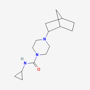 molecular formula C15H25N3O B7618349 4-(2-bicyclo[2.2.1]heptanyl)-N-cyclopropylpiperazine-1-carboxamide 