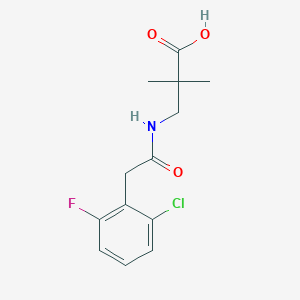 molecular formula C13H15ClFNO3 B7618402 3-[[2-(2-Chloro-6-fluorophenyl)acetyl]amino]-2,2-dimethylpropanoic acid 