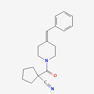 molecular formula C19H22N2O B7618443 1-(4-Benzylidenepiperidine-1-carbonyl)cyclopentane-1-carbonitrile 