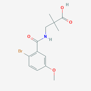 molecular formula C13H16BrNO4 B7618508 3-[(2-Bromo-5-methoxybenzoyl)amino]-2,2-dimethylpropanoic acid 