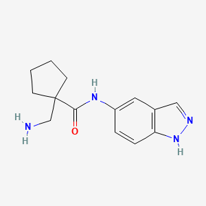 molecular formula C14H18N4O B7618722 1-(aminomethyl)-N-(1H-indazol-5-yl)cyclopentane-1-carboxamide 