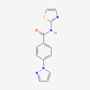 molecular formula C13H10N4OS B7618731 4-pyrazol-1-yl-N-(1,3-thiazol-2-yl)benzamide 