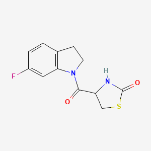 molecular formula C12H11FN2O2S B7618768 4-(6-Fluoro-2,3-dihydroindole-1-carbonyl)-1,3-thiazolidin-2-one 