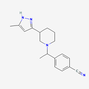 molecular formula C18H22N4 B7618789 4-[1-[3-(5-methyl-1H-pyrazol-3-yl)piperidin-1-yl]ethyl]benzonitrile 