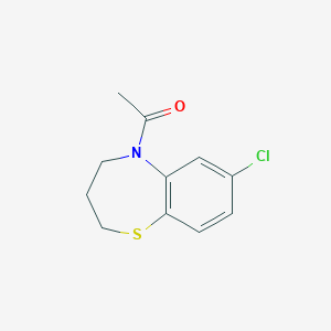 molecular formula C11H12ClNOS B7618808 1-(7-chloro-3,4-dihydro-2H-1,5-benzothiazepin-5-yl)ethanone 