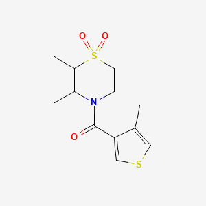 molecular formula C12H17NO3S2 B7618852 (2,3-Dimethyl-1,1-dioxo-1,4-thiazinan-4-yl)-(4-methylthiophen-3-yl)methanone 