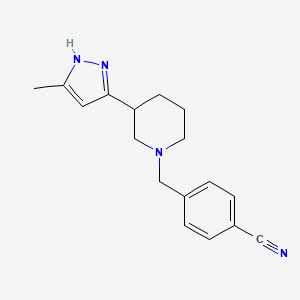 molecular formula C17H20N4 B7618911 4-[[3-(5-methyl-1H-pyrazol-3-yl)piperidin-1-yl]methyl]benzonitrile 