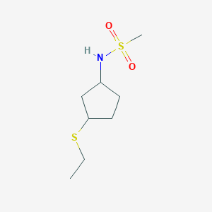 molecular formula C8H17NO2S2 B7618924 N-(3-ethylsulfanylcyclopentyl)methanesulfonamide 