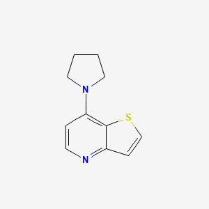 molecular formula C11H12N2S B7619058 7-Pyrrolidin-1-ylthieno[3,2-b]pyridine 