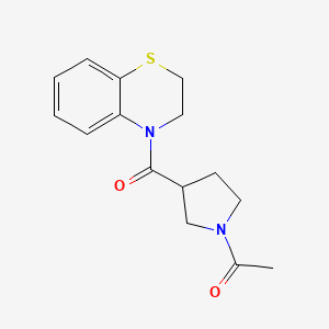 molecular formula C15H18N2O2S B7619069 1-[3-(2,3-Dihydro-1,4-benzothiazine-4-carbonyl)pyrrolidin-1-yl]ethanone 