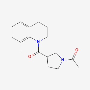 molecular formula C17H22N2O2 B7619095 1-[3-(8-methyl-3,4-dihydro-2H-quinoline-1-carbonyl)pyrrolidin-1-yl]ethanone 