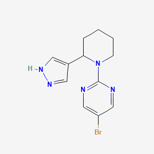 molecular formula C12H14BrN5 B7619242 5-bromo-2-[2-(1H-pyrazol-4-yl)piperidin-1-yl]pyrimidine 