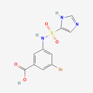 molecular formula C10H8BrN3O4S B7619243 3-bromo-5-(1H-imidazol-5-ylsulfonylamino)benzoic acid 